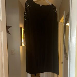 Roz & Ali Black Sleeveless Top with Studded Shoulders